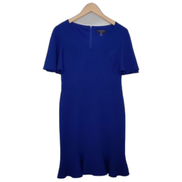 Women's Quarter Sleeve Crew Neck Dress, Royal Blue Size S - Picture 1 of 8